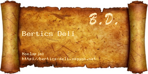 Bertics Deli névjegykártya